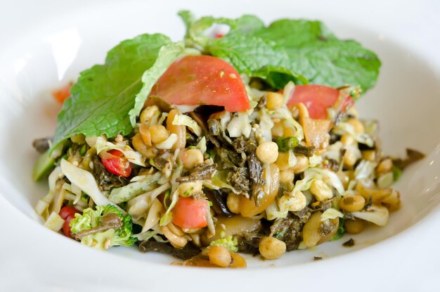 Close-up of salad served in plate