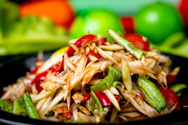 Photo close-up of salad served in plate