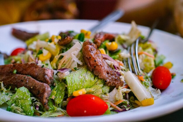 Close-up of salad served in plate