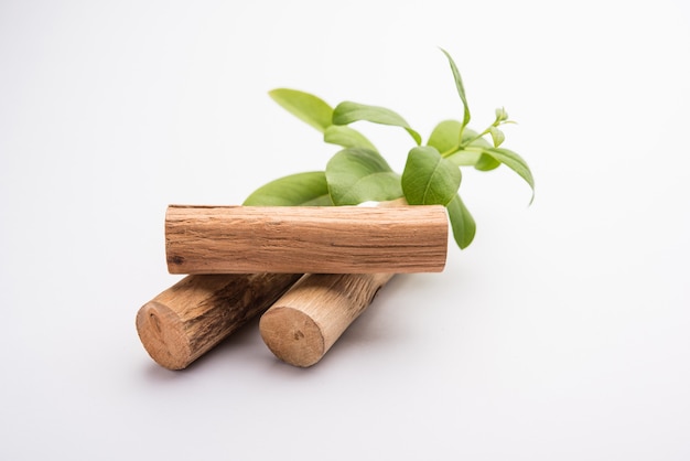 Close up of sandalwood isolatd on the white background