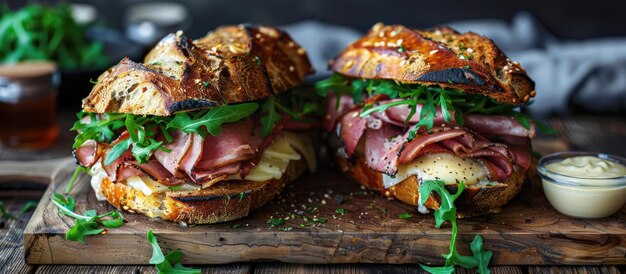 Close Up of Sandwich on Cutting Board