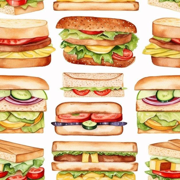 A close up of a sandwich with many different toppings generative ai