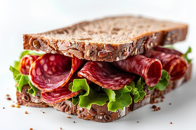 Photo a close up of a sandwich with meat and lettuce