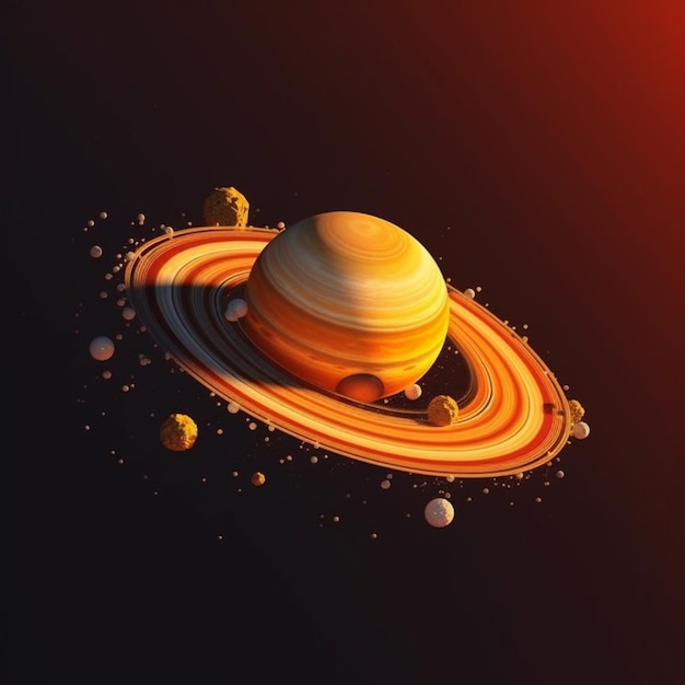 Photo a close up of a saturn with a lot of planets around it generative ai