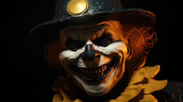 Photo close up of scary crazy clown