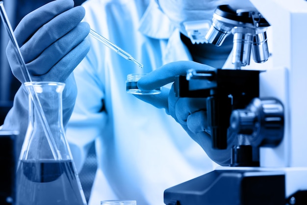 Close-up of scientist working in laboratory