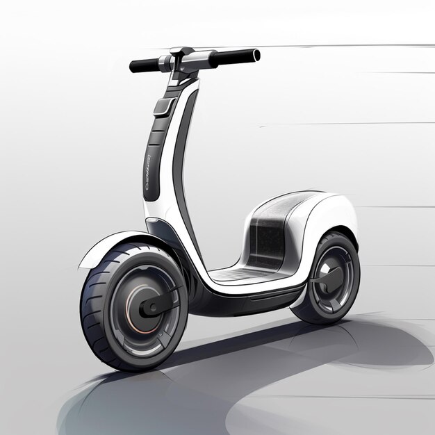 A close up of a scooter with a tire on a white background generative ai