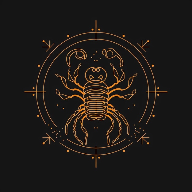 Photo a close up of a scorpion on a black background with a circle generative ai