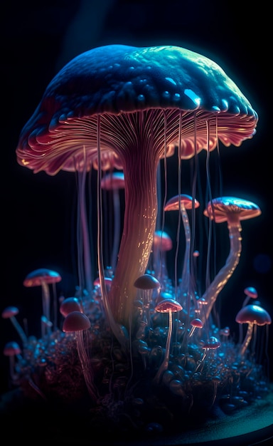 A close up of a sculpture of a mushroom a microscopic photo AI generated AI generative