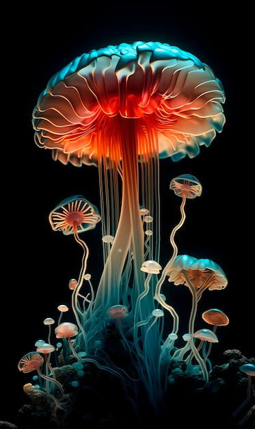 A close up of a sculpture of a mushroom a microscopic photo AI generated AI generative