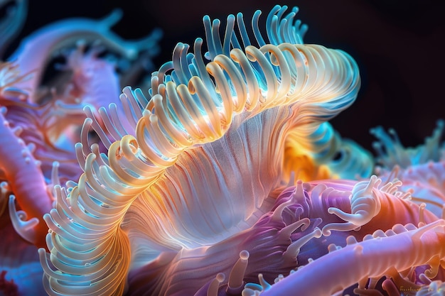 A close up of a sea anemone