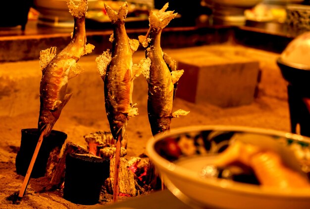 Close-up of sea food for dinner at hearth