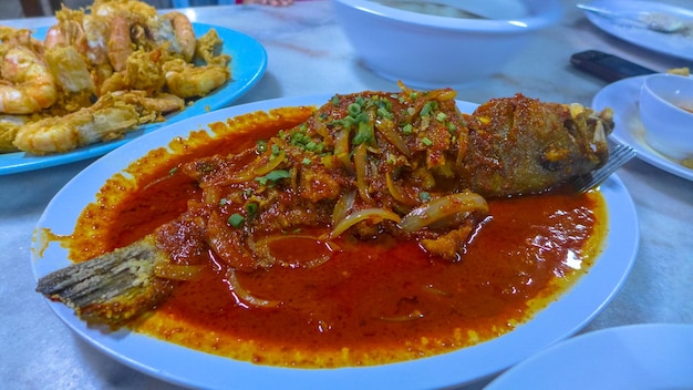 Close-up of seafood on plate