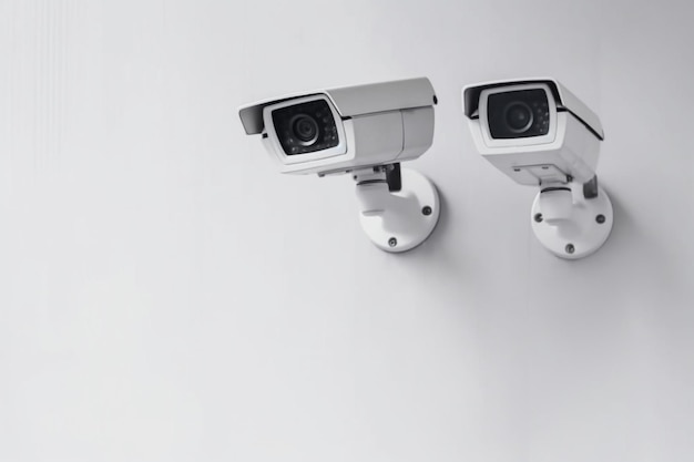 Photo close-up of security camera against white background