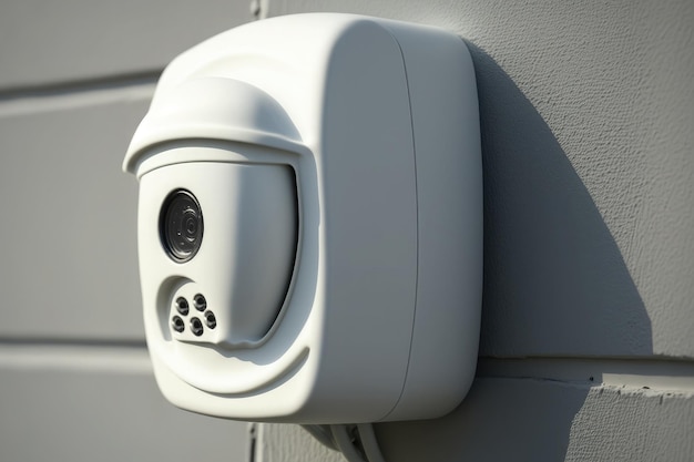 Close up of security camera on modern building wall AI generated