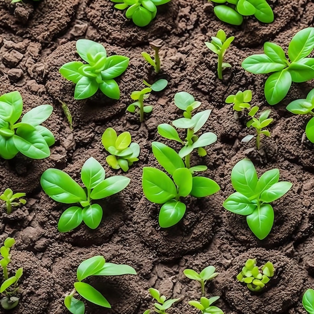 A close up of seedlings in the soil earth day