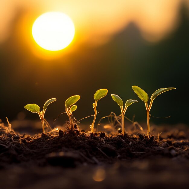 Foto close up of seedlings with green leaves in ground in garden plants growth nature tranquillity summer and garden