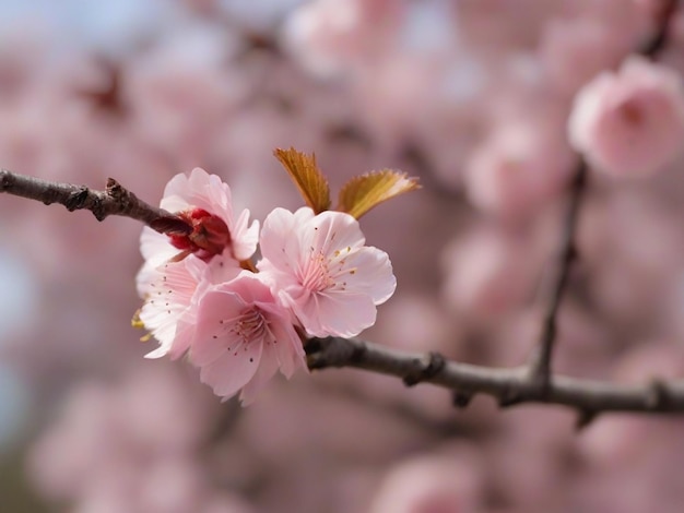 Close-up selective focus shot van een kersenbloesem die op een boom groeit