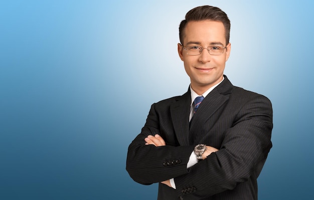 Close-up of a senior businessman smiling in an office