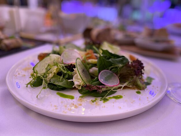 Close-up of served food in plate