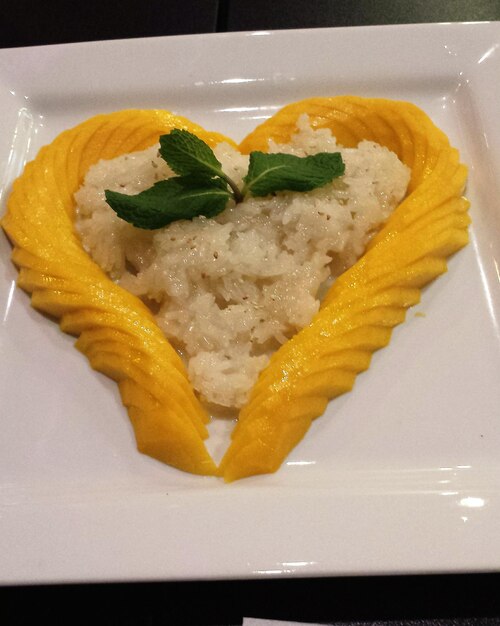 Close-up of served food in plate