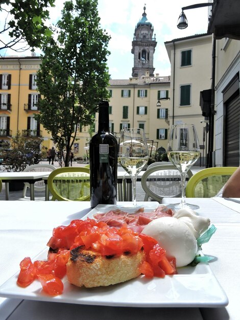 Foto prossimo piano del cibo servito