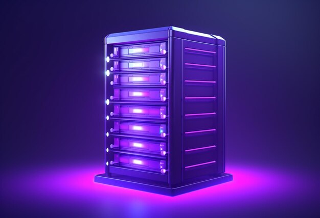 a close up of a server with a purple light on it generative ai