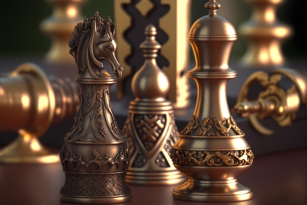 A close up of a set of chess pieces Generative AI