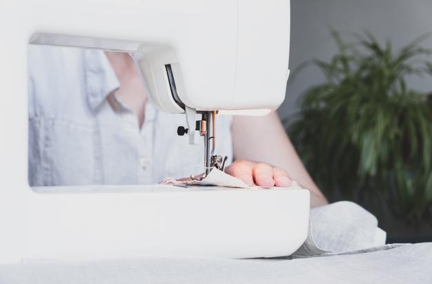 close-up of sewing machine