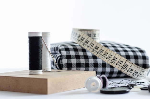 Close-up on sewing thread spool