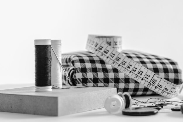 Close-up on sewing thread spool