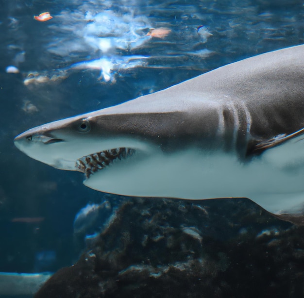 Close up of shark in water created using generative ai technology