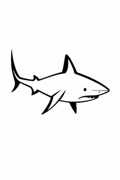 a close up of a shark with a black and white outline generative ai