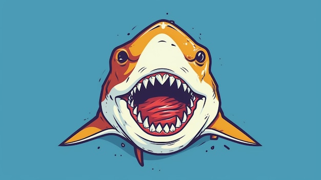 Близкий взгляд на акулу с открытым ртом и широко открытыми зубами