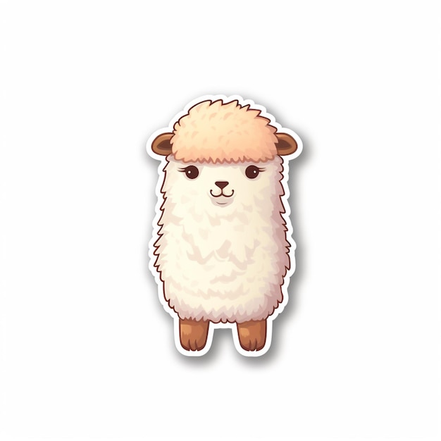 a close up of a sheep sticker on a white surface generative ai