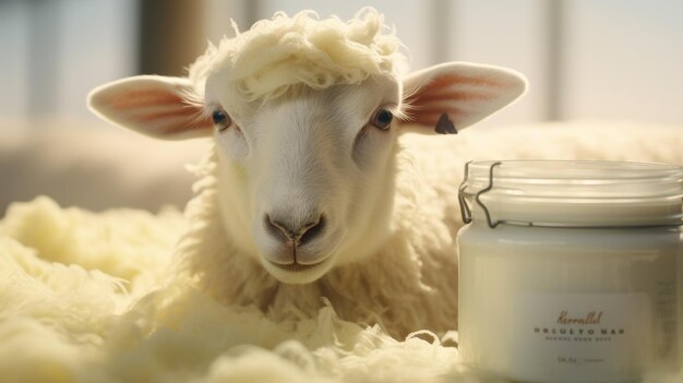 Close Up of Sheep Wearing Yellow Scarf