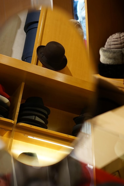 Photo close-up of shelf at home