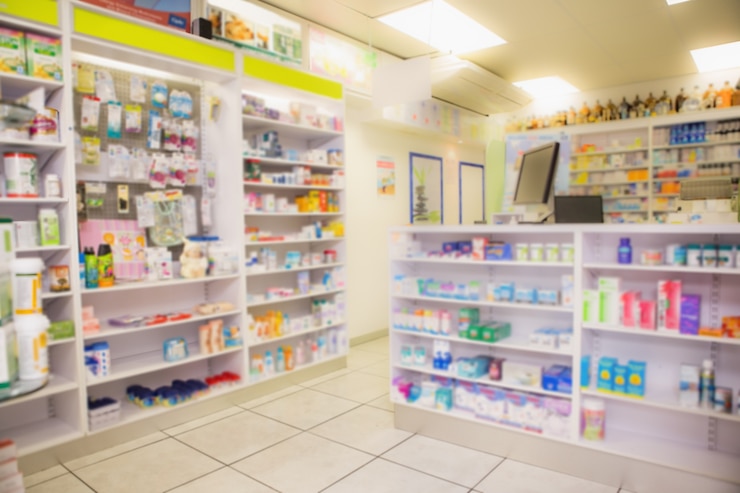 Photo close up of shelves of drugs
