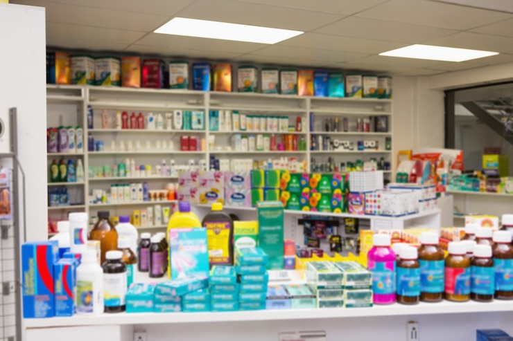Photo close up of shelves of drugs