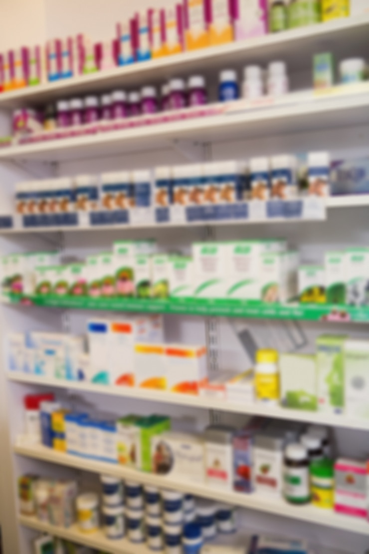Photo close up of shelves of drugs