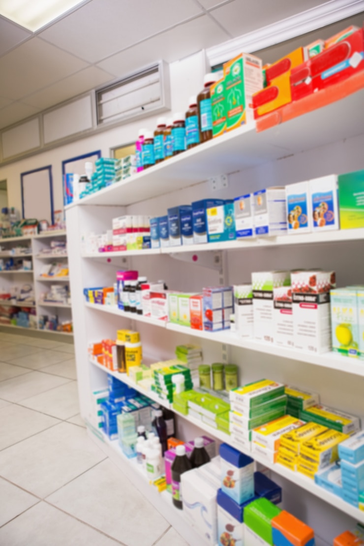 Photo close up of shelves of drugs