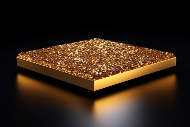 Premium AI Image | a close up of a shiny gold box on a black surface ...