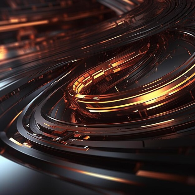 A close up of a shiny metal surface with a spiral design generative ai