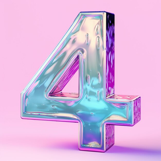 Photo a close up of a shiny number four on a pink background generative ai