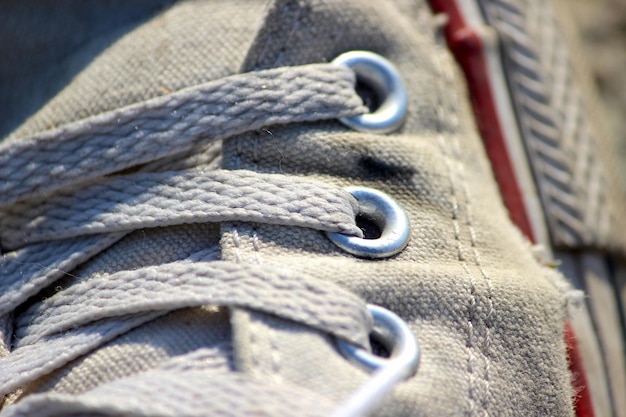 Photo close-up of shoelace