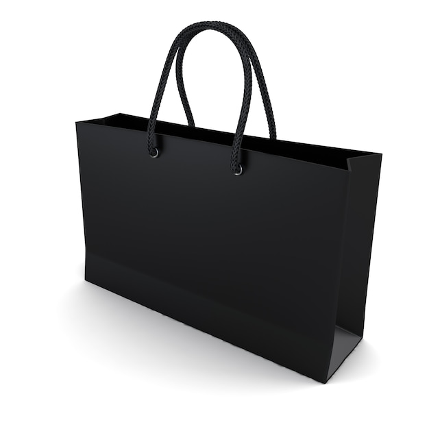 Close up on shopping bag black isolated