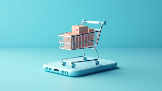 A close up of a shopping cart on a cell phone generative ai