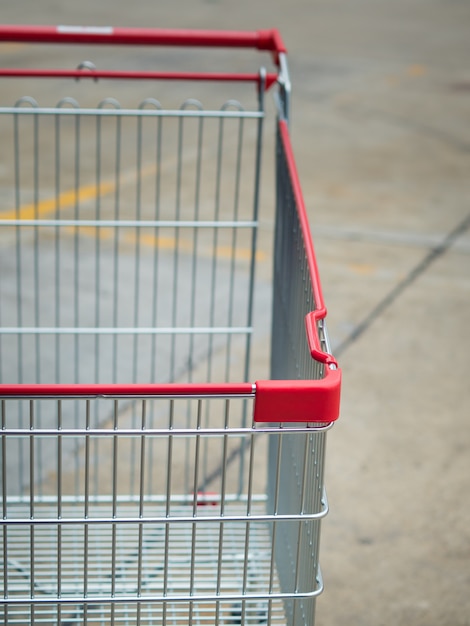 Close up of Shopping cart in parking areas, shopping malls.