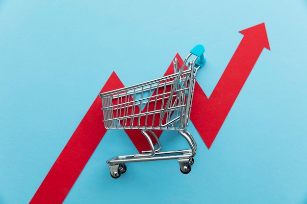 Close-up of shopping cart on table