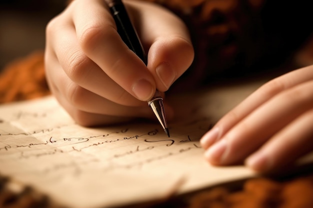 Крупным планом снят почерк ребенка, который пишет первую букву в новой тетради Генеративный ИИ